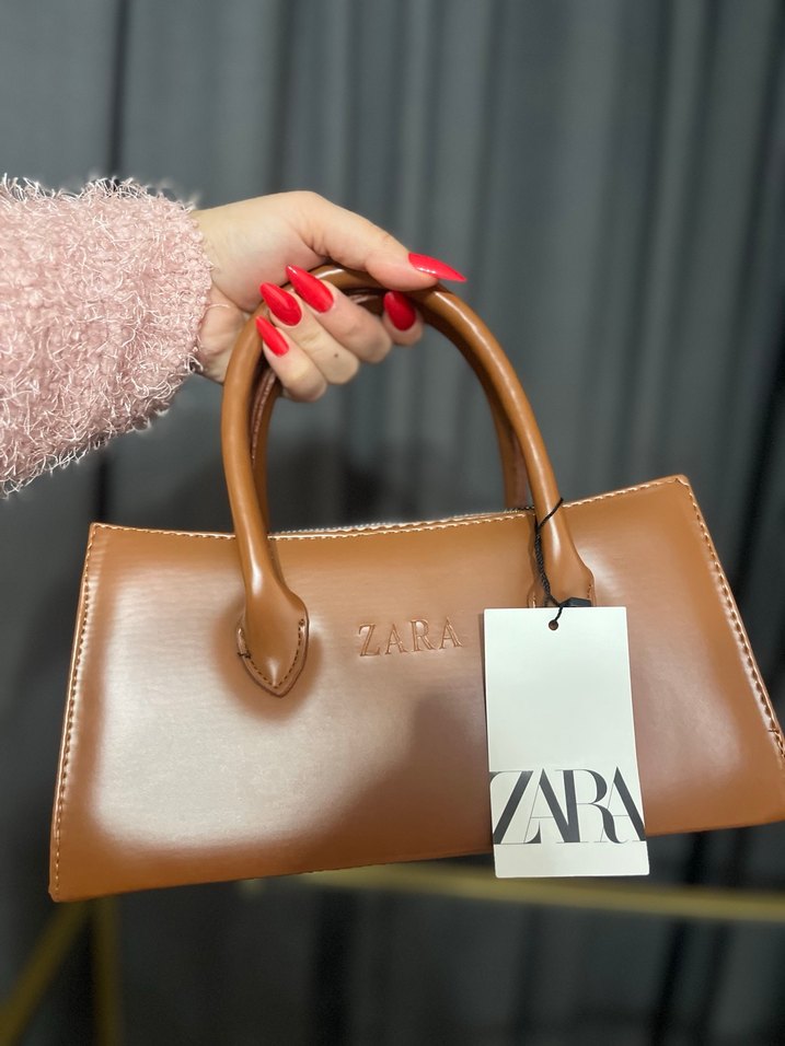 Zara Kahverengi Deri Kadın Çanta - Görsel 2