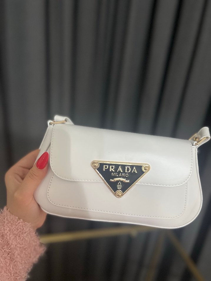 Beyaz Prada Deri Kadın Çanta - Görsel 2