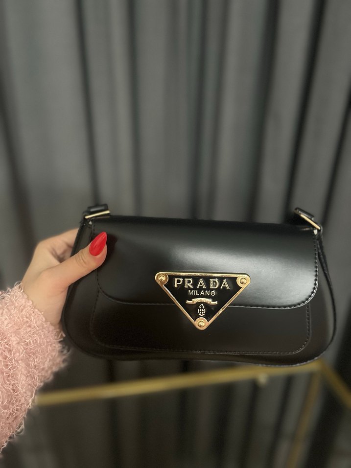 Siyah Prada Deri Kadın Çanta - Görsel 2