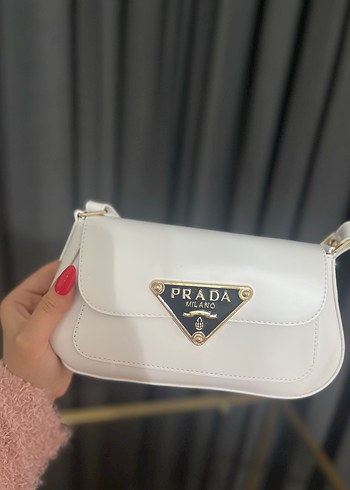 Beyaz Prada Deri Kadın Çanta - Görsel 2