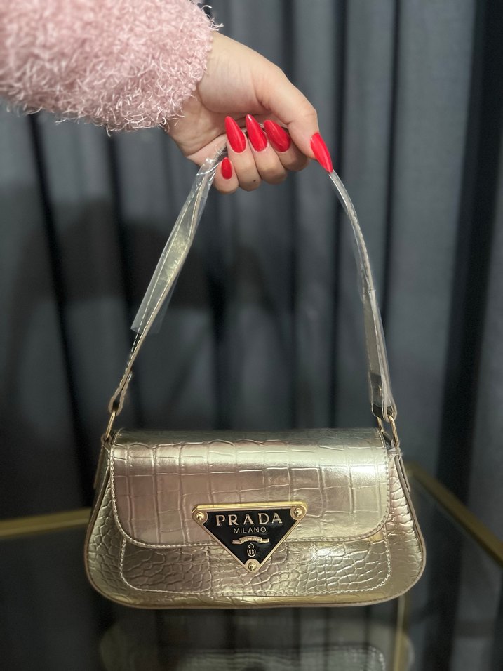 Prada Altın Rengi Deri Kadın Çanta - Görsel 2