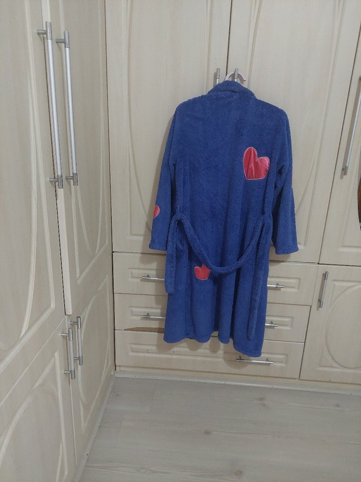 Nakışlı Erkek Çocuk Lacivert Bornoz - Görsel 2