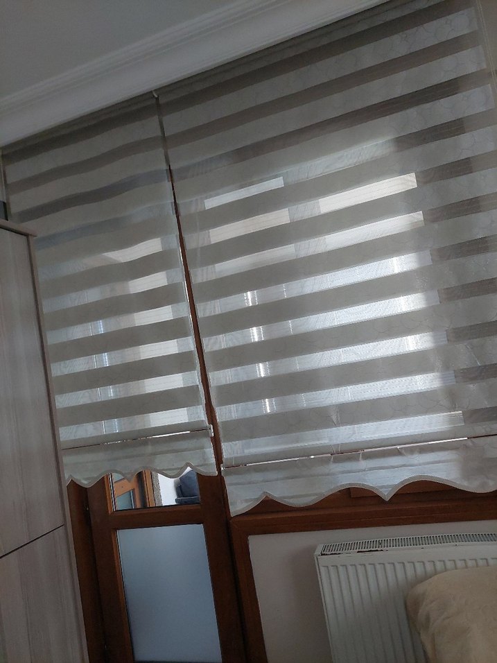 Beyaz Gri Düz Desensiz Perde - Görsel 2