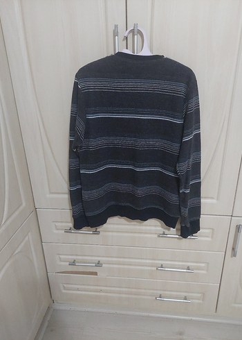 Gri Çizgili Erkek Triko Kazak - Görsel 2