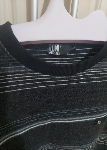 Gri Çizgili Erkek Triko Kazak - Görsel 3