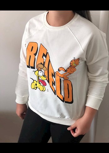 Beyaz Baskılı Kadın Sweatshirt
