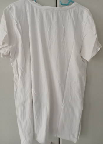 Beyaz V Yaka Keten Tişört - Görsel 2