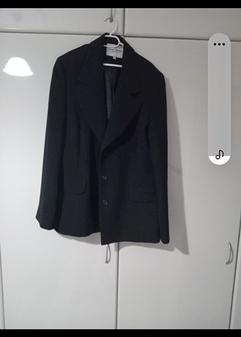 Düğmeli Siyah Keten Kadın Blazer Ceket - Görsel 2