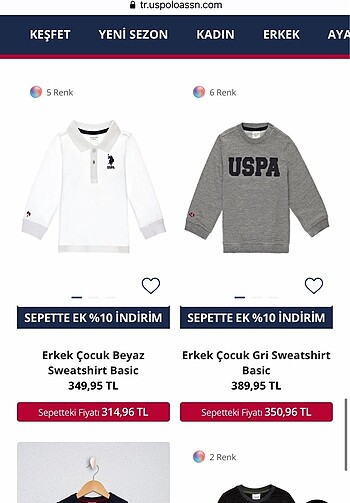 U.S.POLO ERKEK ÇOCUK BEYAZ SWEATSHİRT UZUNKOL