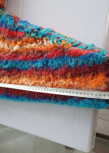 Renkli Desenli Uzun El Örgüsü Astarlı&Şapkalı Mont l/Kaban/Ceket - Görsel 8