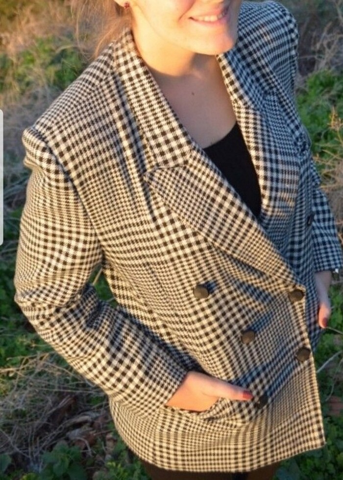 Kaşe Kışlık Ceket Pötikareli - Görsel 2