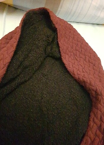 Kapüşonlu Bordo Hırka - Görsel 2