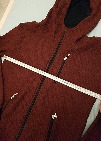 Kapüşonlu Bordo Hırka - Görsel 3