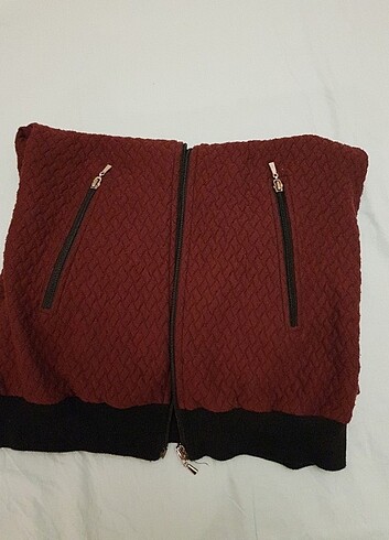 Kapüşonlu Bordo Hırka - Görsel 8