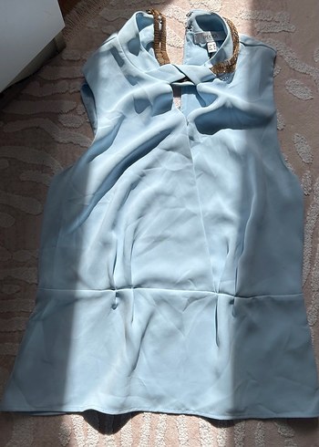 ipekyol Acik Mavi Kolsuz Sifon Bluz Rahat Ve Sik