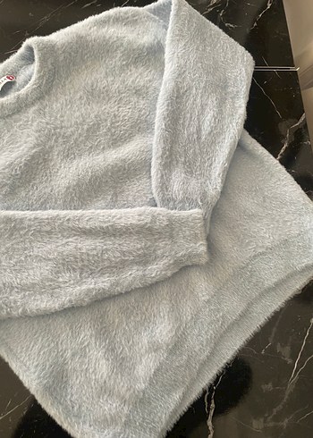 Bebek Mavisi Kadın Triko Sweatshirt - Görsel 3