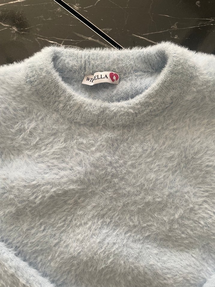 Bebek Mavisi Kadın Triko Sweatshirt - Görsel 2