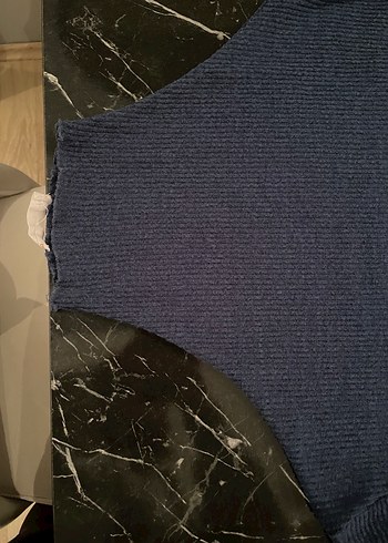 Lacivert Uzun Kollu Yüksek Yakalı Elbise - Görsel 3