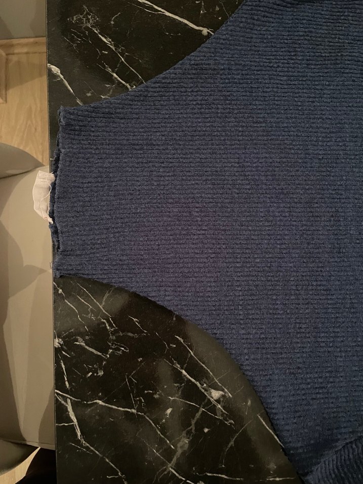 Lacivert Uzun Kollu Yüksek Yakalı Elbise - Görsel 3