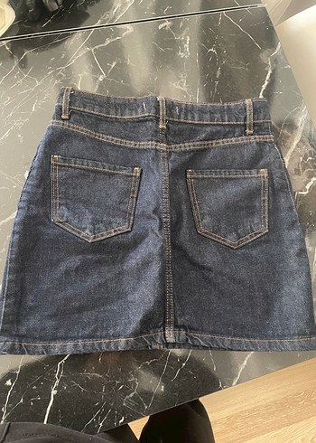 Lacivert Kadın Denim Mini Etek - Görsel 2
