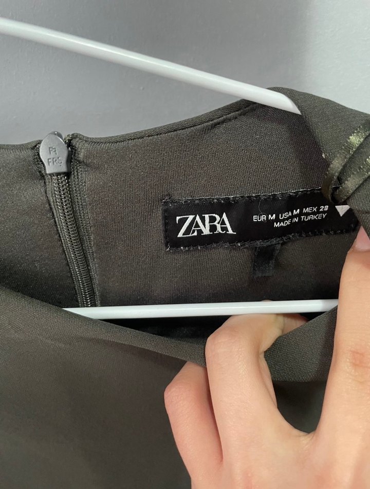 Uzun Kollu, Drapeli Haki Kadın Elbise - Görsel 2