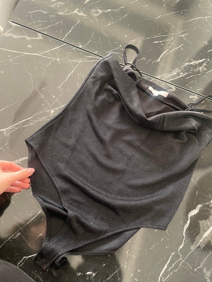 Siyah İnce Askılı Kadın Zıbınlı Body - Görsel 2