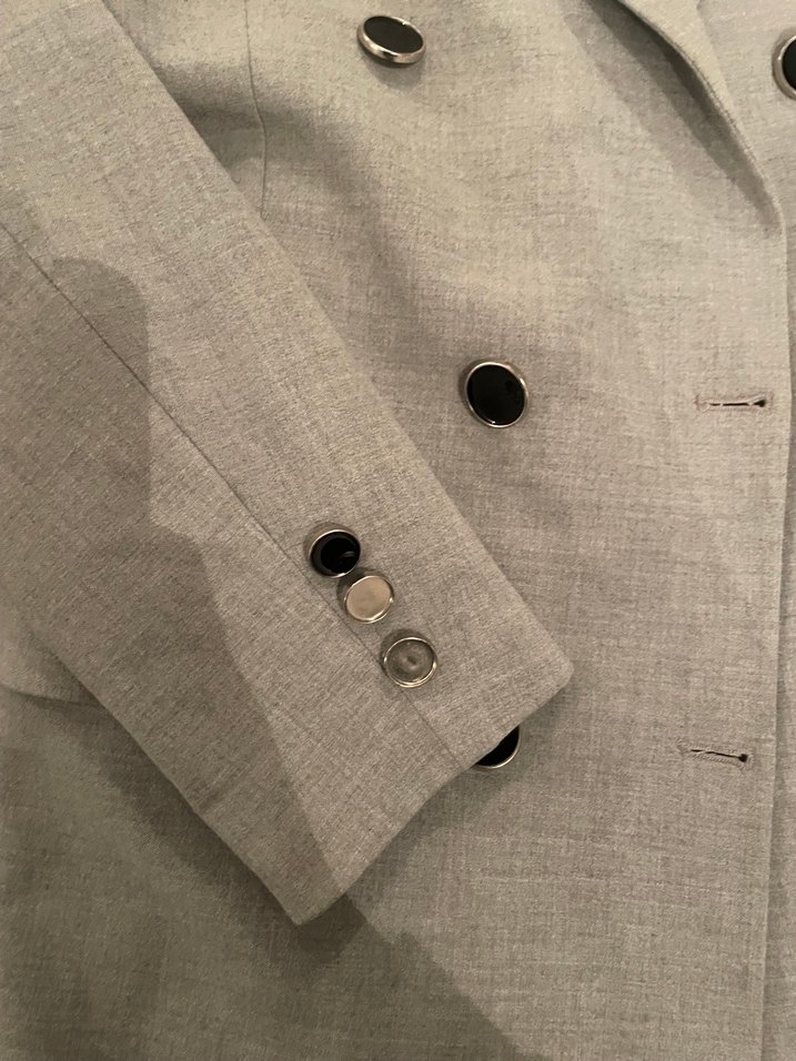 Düğmeli Gri Midi Kadın Blazer Ceket - Görsel 3