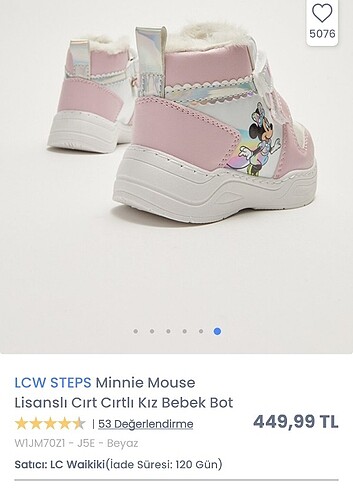 24 Beden pembe Renk Lc Waikiki Mickey mouse bot