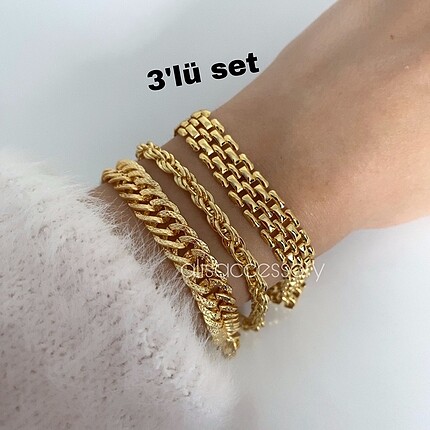 Gold üçlü bileklik set