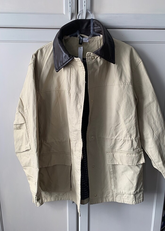 H&M deri yaka parka - Görsel 4