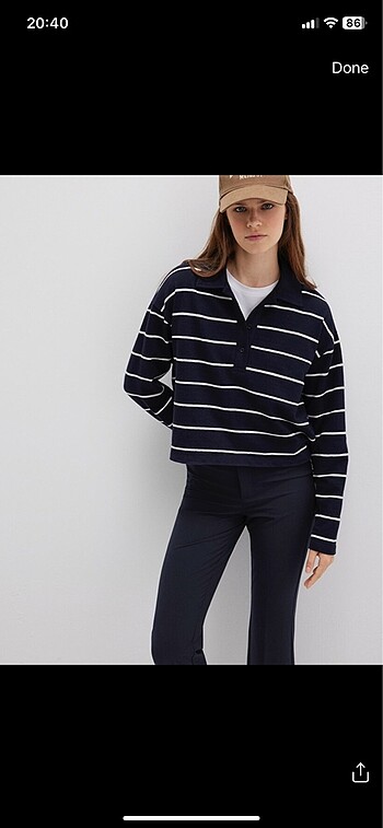 Mavi jeans Polo yaka çizgili tişört