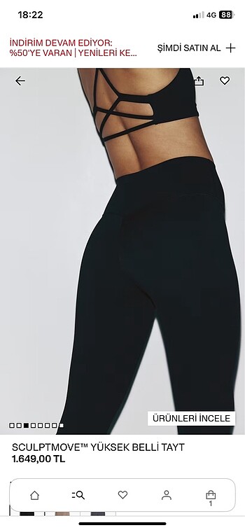 H&M softmove yüksek bel tayt - Görsel 3