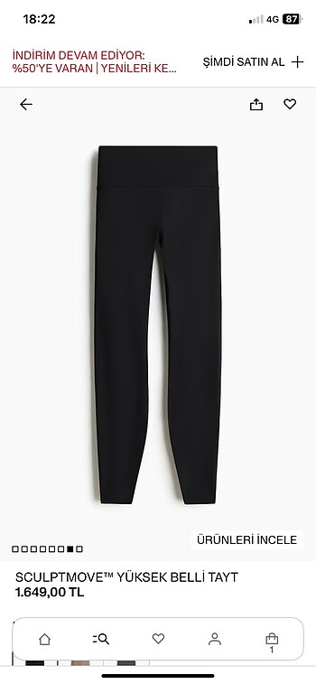 H&M softmove yüksek bel tayt - Görsel 5