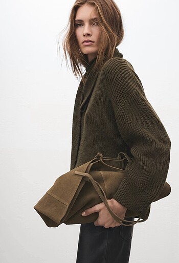 Mango süet deri çanta - Görsel 5