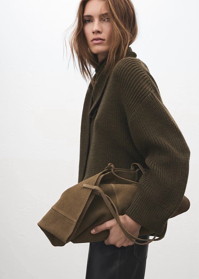 Mango süet deri çanta - Görsel 5