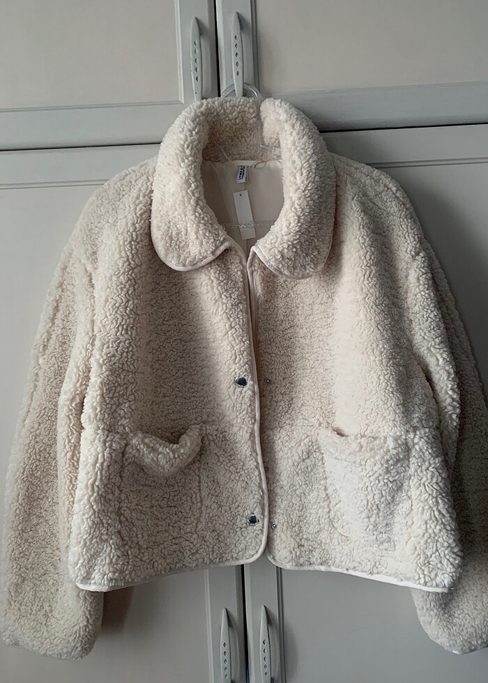 H&M yakalı peluş ceket - Görsel 2