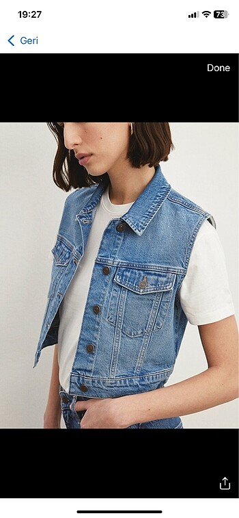 Mavi jeans kot yelek - Görsel 2