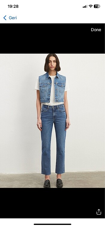 Mavi jeans kot yelek - Görsel 4