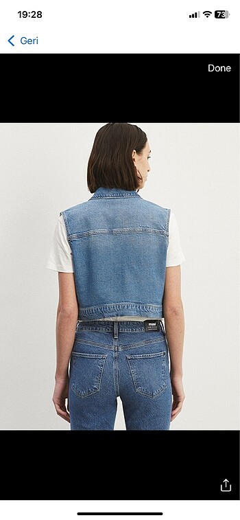 Mavi jeans kot yelek - Görsel 3