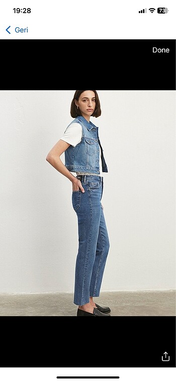 Mavi jeans kot yelek - Görsel 5