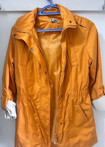 Sarı Parlak Midi Yağmurluk, Kemerli, Rahat Kesim - Görsel 3