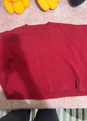 Kırmızı crop kazak - Görsel 3