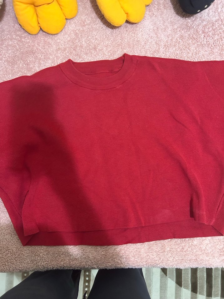 Kırmızı crop kazak - Görsel 3