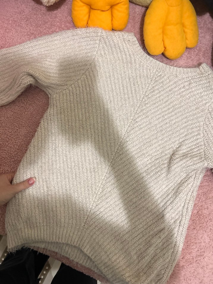Gri Kadın Triko Uzun Kollu Kazak - Görsel 3