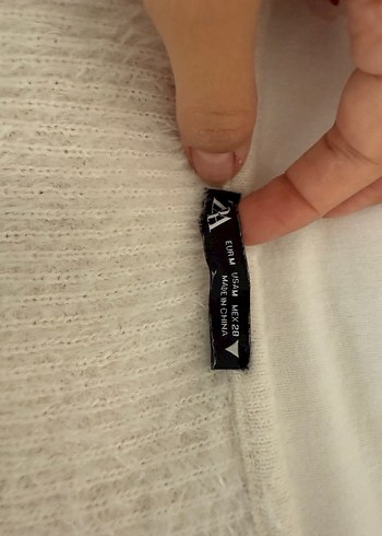 Zara Zara Beyaz V Yakalı Kadın Triko Kazak