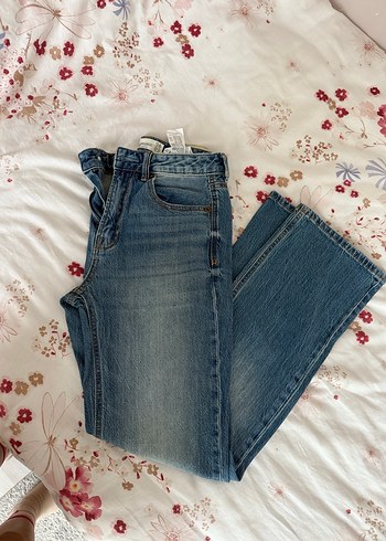 36 Beden Stradivarius d98 vintage efektli straight jean