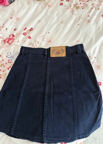29 Beden Düğmeli Lacivert Denim Mini Etek