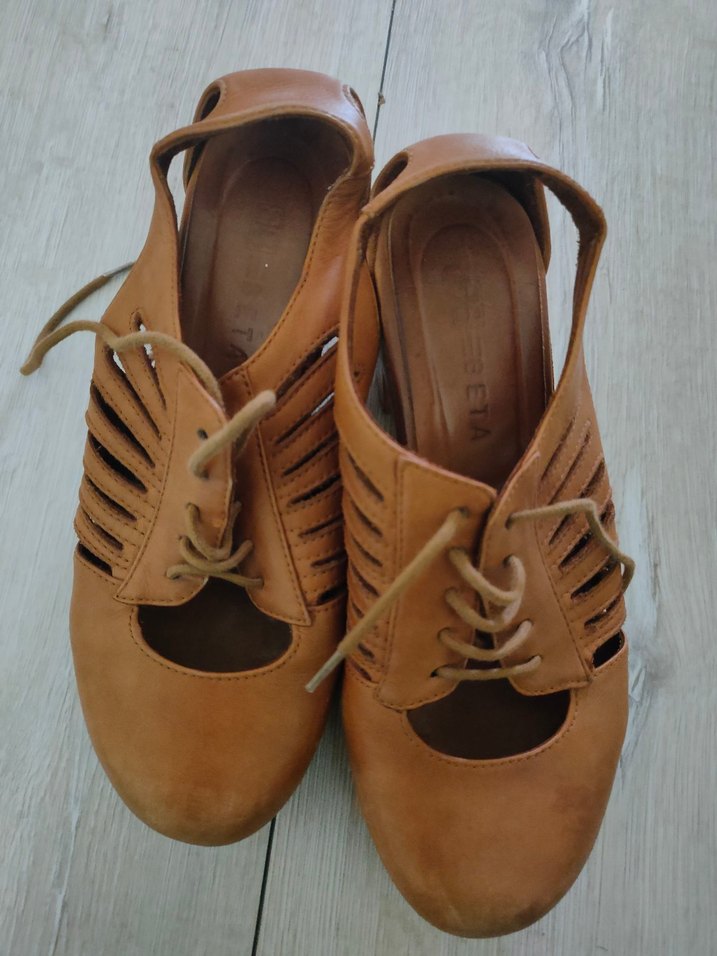 Bej Deri Platform Topuklu Kadın Ayakkabı - Görsel 2