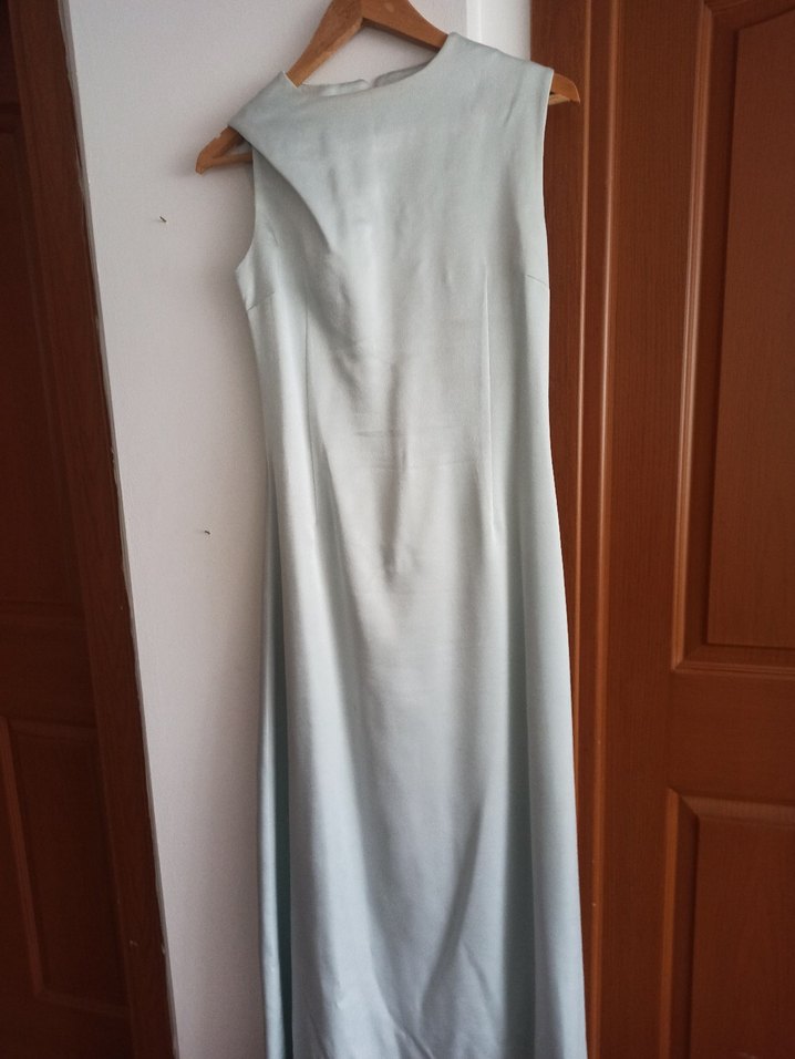 Bej İşlemeli Uzun Kollu Kadın Abiye Elbise - Görsel 3