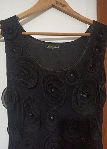 Siyah Nakışlı  Kolsuz Abiye Elbise - Görsel 2